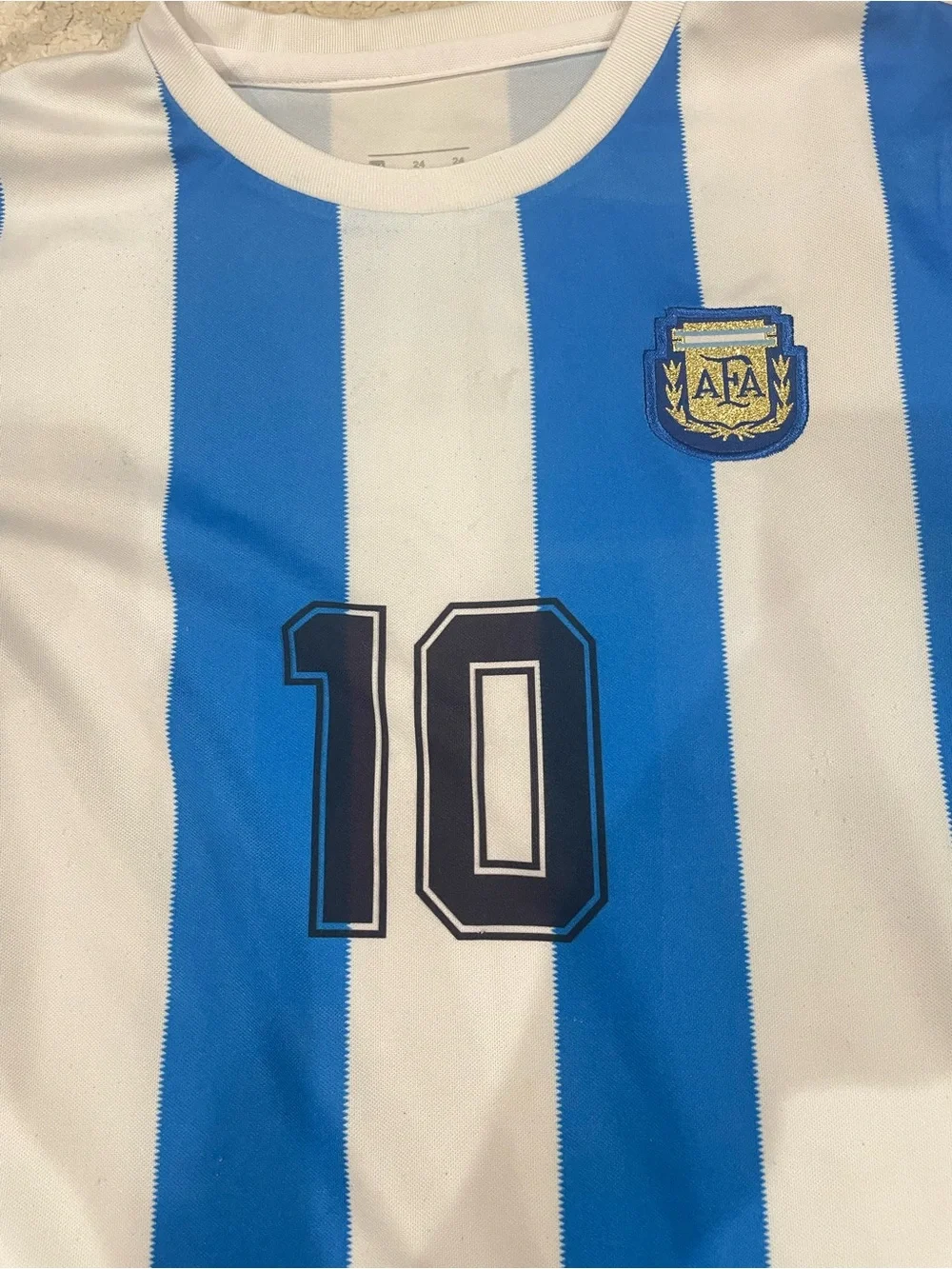 Kids Blue and White Striped Soccer Jersey & Black Shorts Set - Number 10